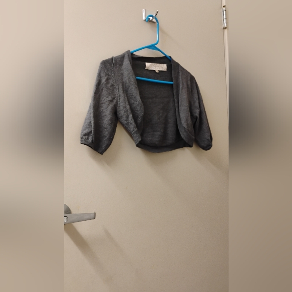 Lela Rose Cropped Sleeves Wool Silk Cashmere Knit Shrug Sweater Sz S